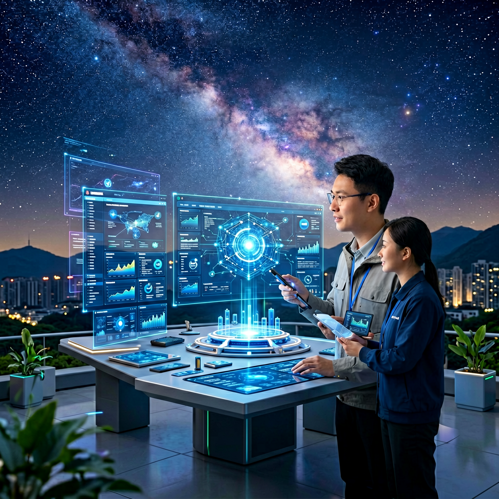 星空中国技术平台界面，展示数据可视化与系统监控功能